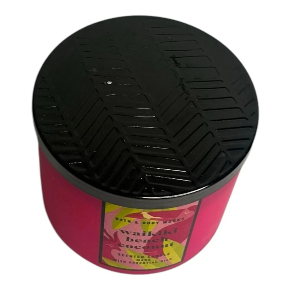 Bath & Body Works Waikiki Beach Coconut 3 Wick Scented Candle  14.5 oz w/ lid